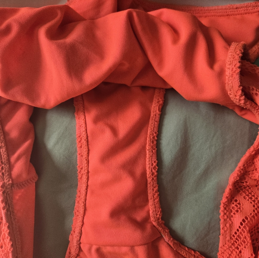 NWOT OP Red Crochet One-Piece Side Cut-Out Swimsuit (!!Please Read Discription!) - Picture 6 of 6